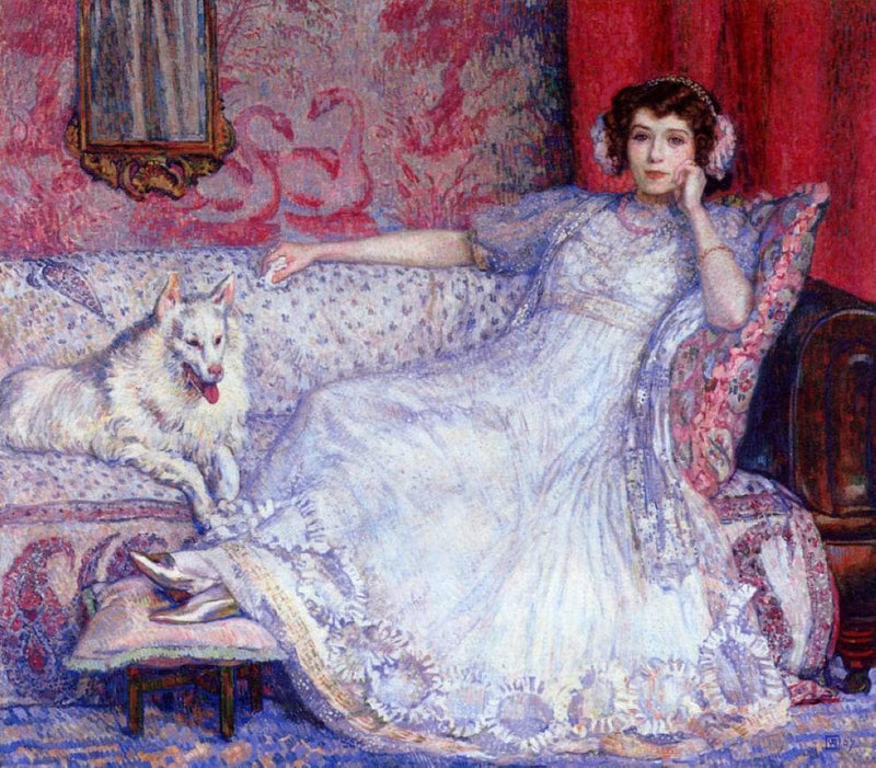 The Woman in White (Portrait of Madame Helene Keller) by Theo van Rysselberghe — Oil Painting Reproduction