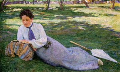 The woman reading in the garden in apartment