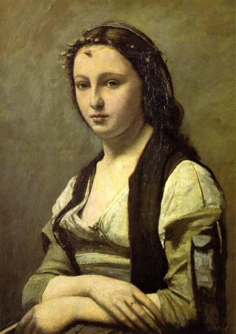 The Woman with a Pearl by Camille Corot — Oil Painting Reproduction