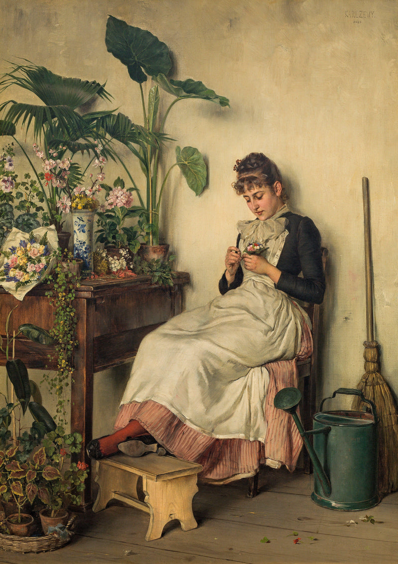 The young florist by Carl Zewy — Oil Painting Reproduction