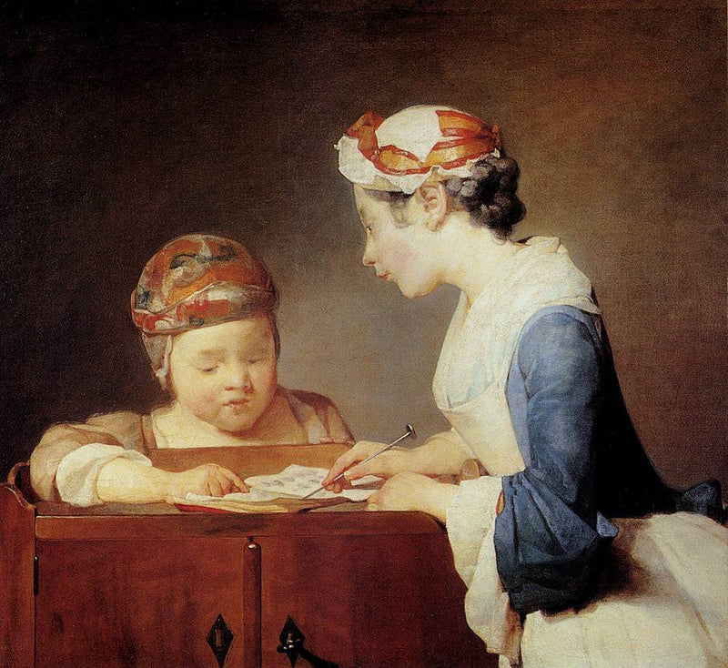 The Young Schoolmistress by Jean-Baptiste-Simeon Chardin — Oil Painting Reproduction