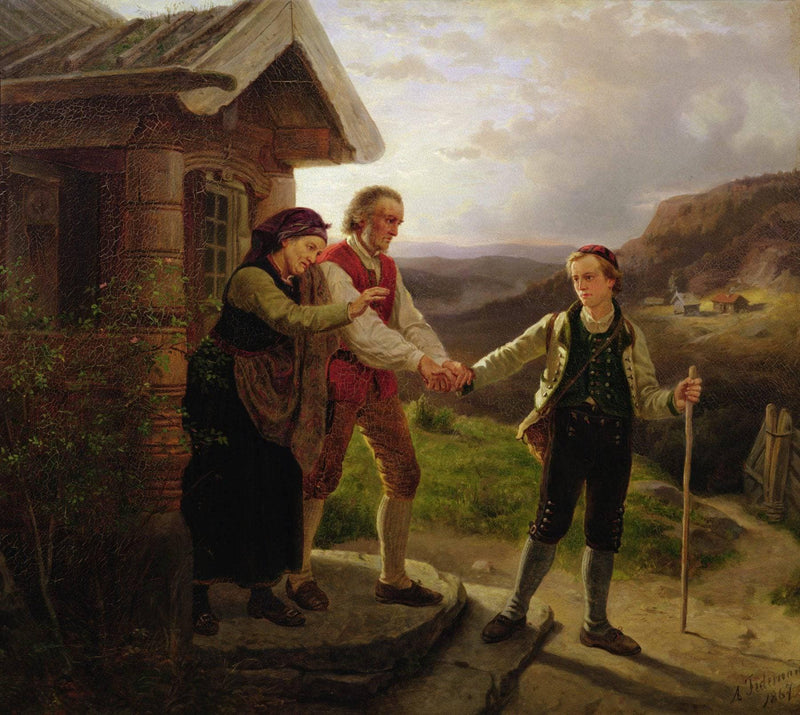 The Youngest Son Farewell by Adolph Tidemand — Oil Painting Reproduction