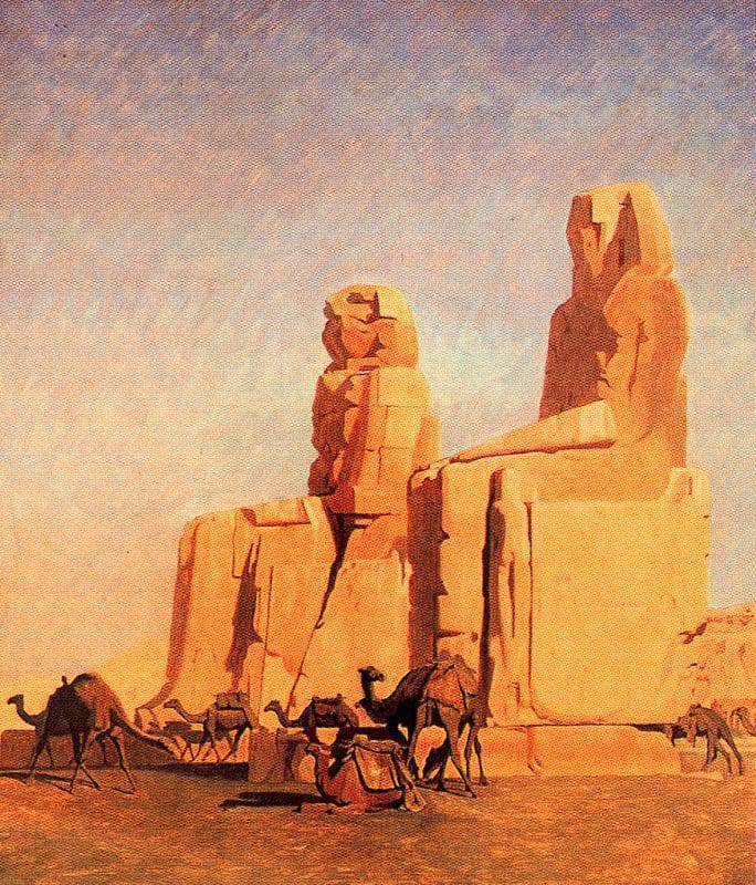 Thebes Colosseums, Memnon and Sesostris (study) by Jean-Leon Gerome — Oil Painting Reproduction