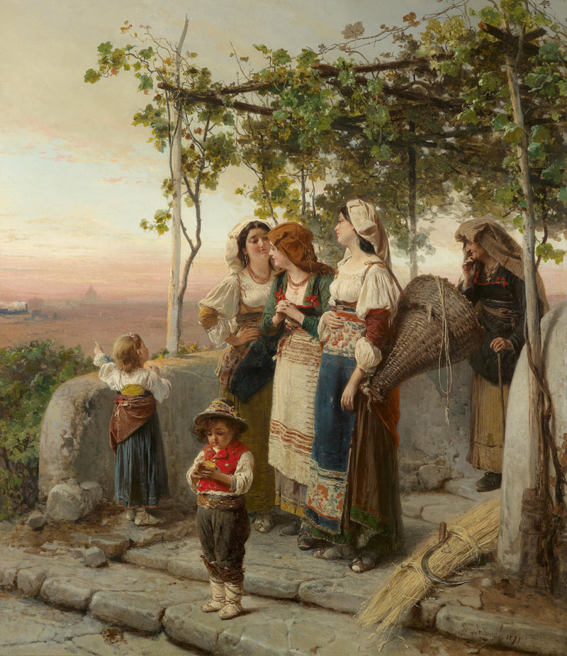 There comes the train by Gerolamo Induno — Oil Painting Reproduction