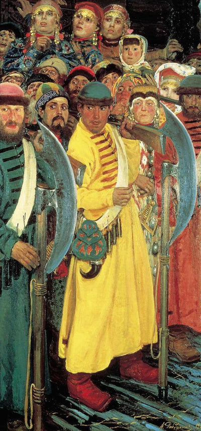 They are Coming (Moscovites Watching the Entry of a Foreign Embassy into Moscow at the End of the XVII Century) in modern living room
