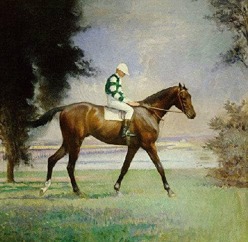 Thoroughbred with Jockey up by Edmund Charles Tarbell — Oil Painting Reproduction