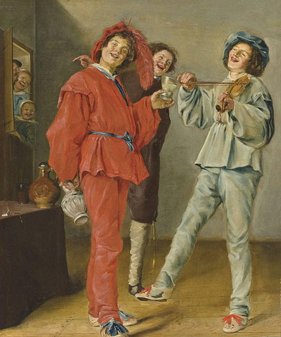 Three Boys Merry-making in hallway
