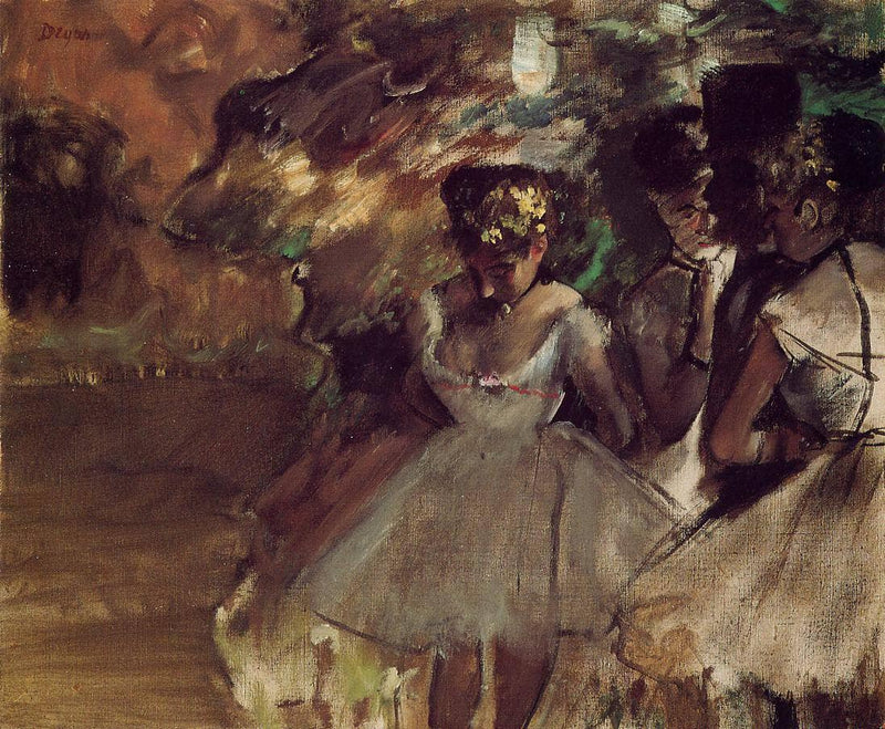 Three Dancers behind the Scenes by Edgar Degas — Oil Painting Reproduction