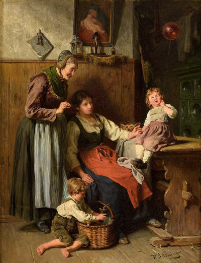Three generations in living room