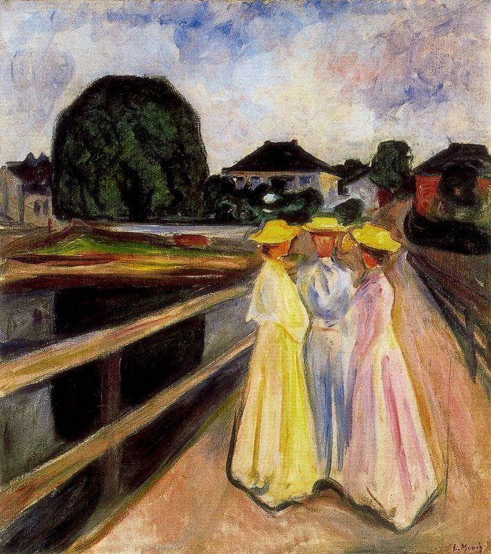 Three Girls on the Jetty by Edvard Munch — Oil Painting Reproduction