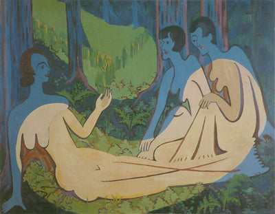 Three Naked in the Forest in living room