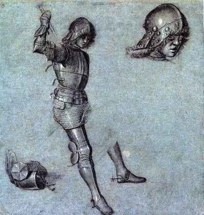 Three Studies of a Cavalier in Armor in entryway