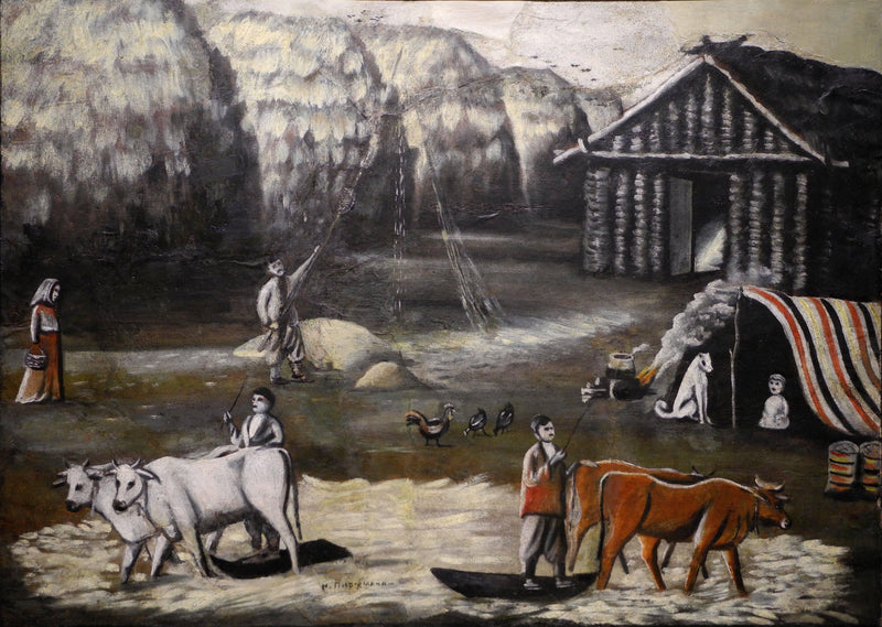 Threshing Floor at Dusk by Niko Pirosmani — Oil Painting Reproduction