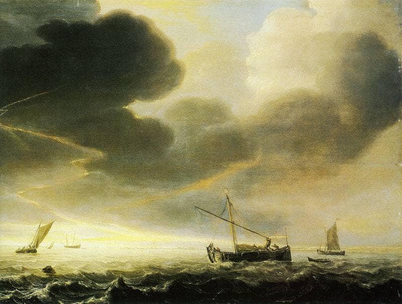 Thunderstorm off the Coast by Simon de Vlieger — Oil Painting Reproduction