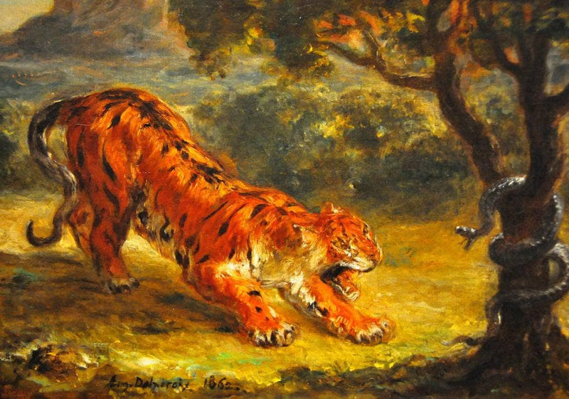 Tiger and Snake by Eugene Delacroix — Oil Painting Reproduction