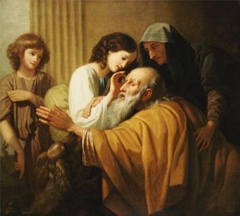 Tobias Curing His Fathers Blindness by Benjamin West — Oil Painting Reproduction