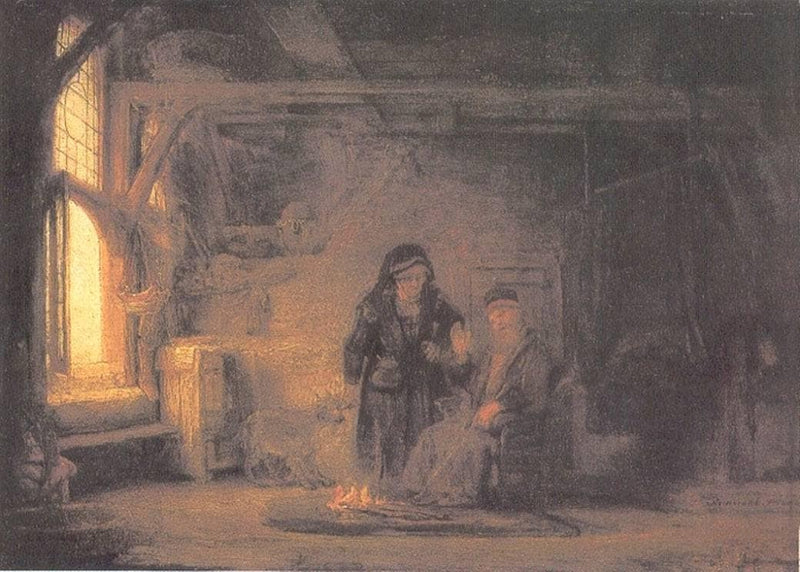 Tobit and Anna with the Kid by Rembrandt — Oil Painting Reproduction