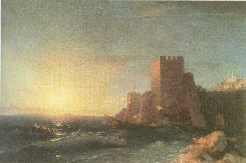Towers on the Rock Near Bosporus by Ivan Aivazovsky — Oil Painting Reproduction