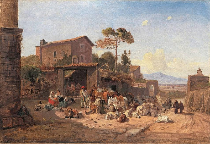 Trattoria At The Porta San Sebastiano In Front Of Rome by Heinrich Bürkel — Oil Painting Reproduction
