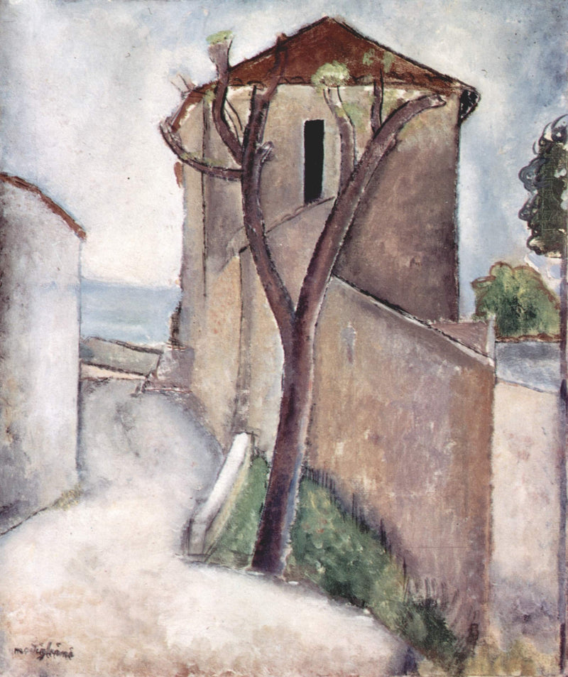 Tree and house by Amedeo Modigliani — Oil Painting Reproduction