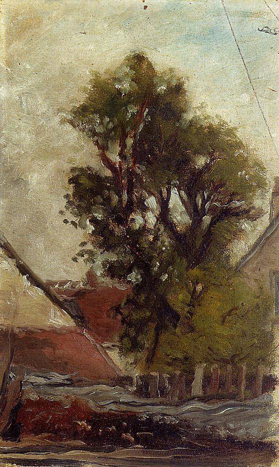 Tree in the farm yard by Paul Gauguin — Oil Painting Reproduction