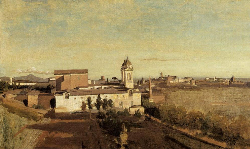Trinita dei Monti from the Villa Medici by Camille Corot — Oil Painting Reproduction