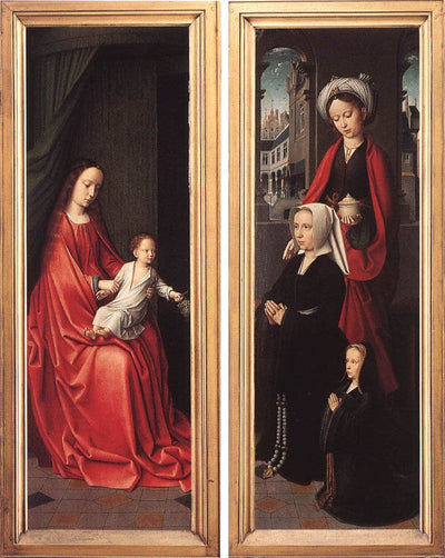 Triptych of Jan Des Trompes (rear of wings) in kitchen