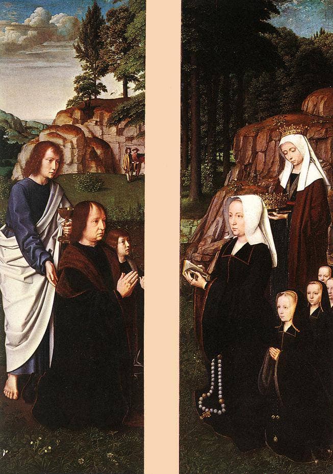 Triptych of Jean Des Trompes (side panels - donors) by Gerard David — Oil Painting Reproduction