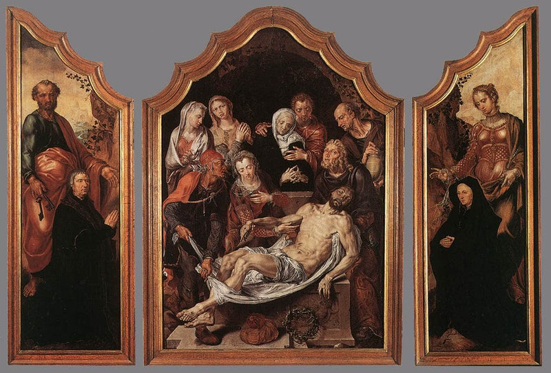 Triptych of the Entombment by Maerten van Heemskerck — Oil Painting Reproduction