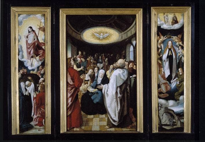 Triptych with Descent of the Holy Spirit by Lucas van Leyden — Oil Painting Reproduction