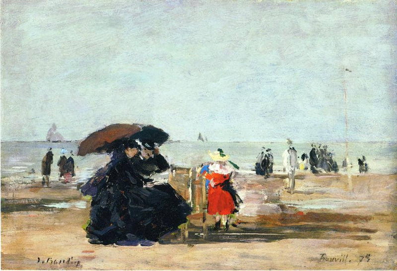 Trouville, Beach Scene by Eugene Boudin — Oil Painting Reproduction