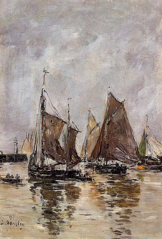 Trouville, Sardine Boats Getting Underway by Eugene Boudin — Oil Painting Reproduction