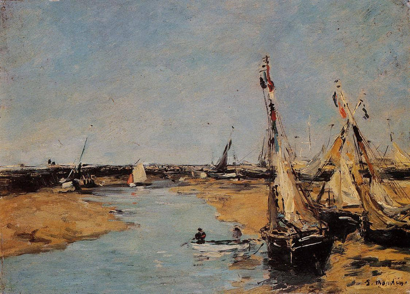 Trouville, the Jettys at Low Tide by Eugene Boudin — Oil Painting Reproduction