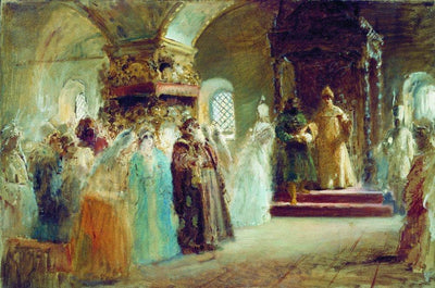 Tsar Alexei Michaylovich choosing a bride in apartment