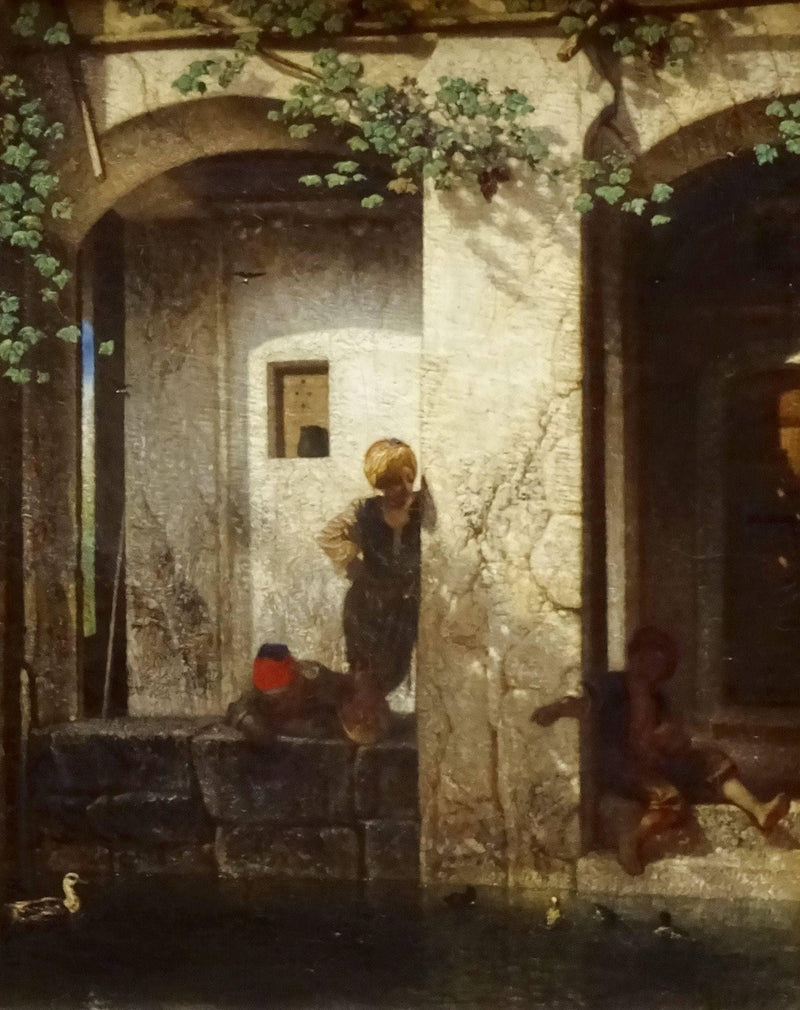 Turkish Children By A Fountain by Alexandre-Gabriel Decamps — Oil Painting Reproduction