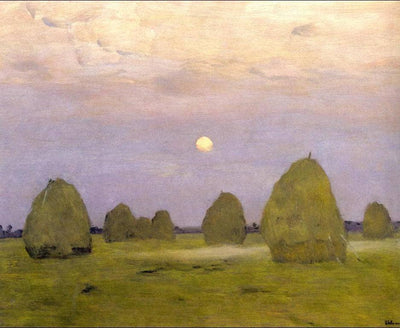Twilight. Haystacks in kitchen