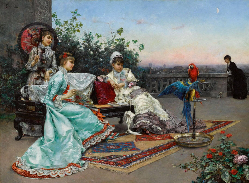 Twilight on the terrace, Paris by Julius LeBlanc Stewart — Oil Painting Reproduction