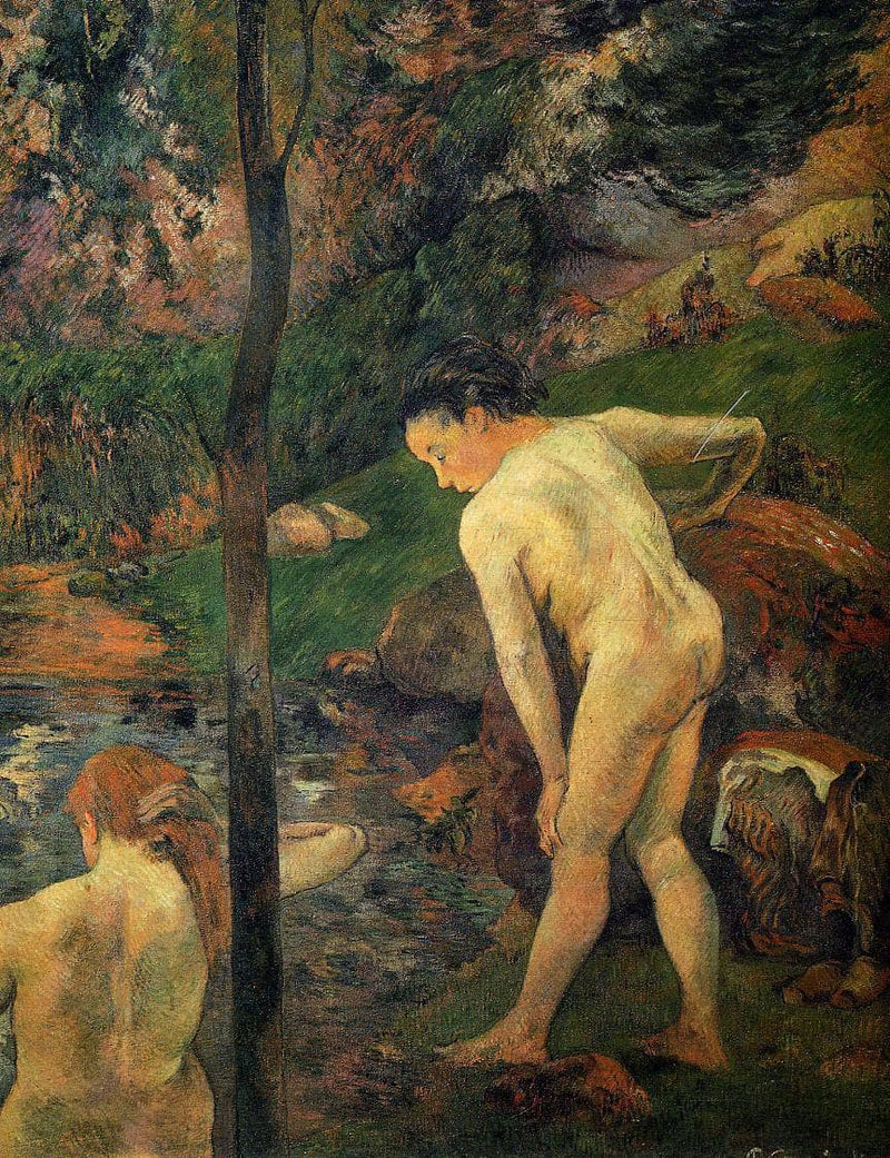 Two girls bathing by Paul Gauguin — Oil Painting Reproduction