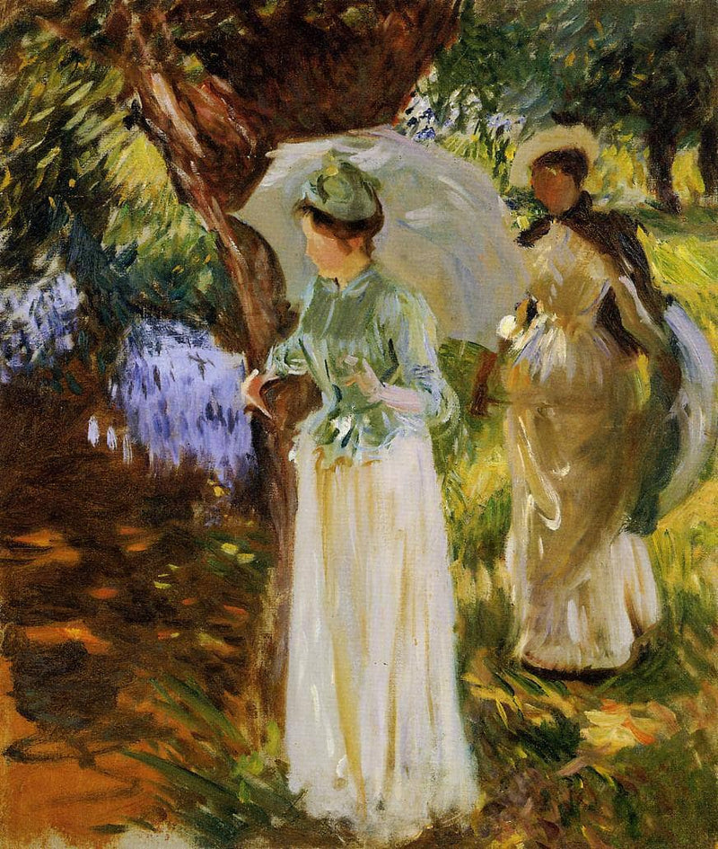 Two Girls with Parasols at Fladbury by John Singer Sargent — Oil Painting Reproduction
