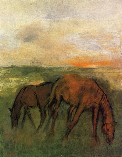 Two Horses in a Pasture in modern living room
