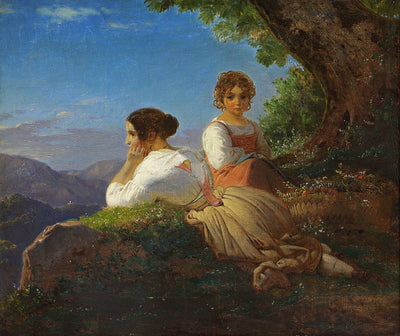 Two Italian women in dining room