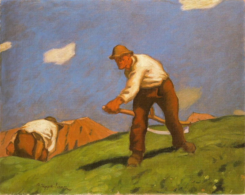 Two Mowers by Albin Egger-Lienz — Oil Painting Reproduction