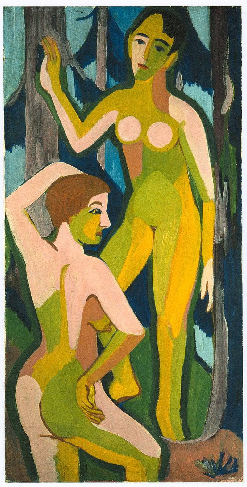 Two Nudes in the Wood II by Ernst Ludwig Kirchner — Oil Painting Reproduction