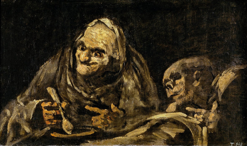 Two Old Ones Eating Soup / The Witchy Brew by Francisco Goya — Oil Painting Reproduction