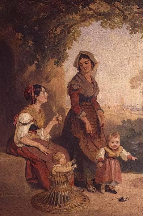 Two Roman ladies and their children by Penry Williams — Oil Painting Reproduction