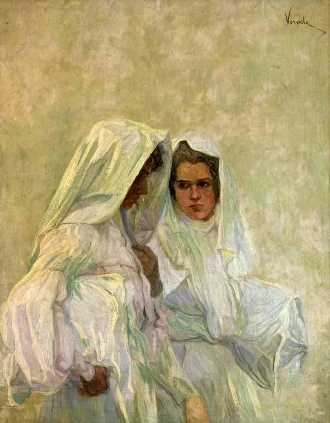 Two women from Burano by Umberto Veruda — Oil Painting Reproduction