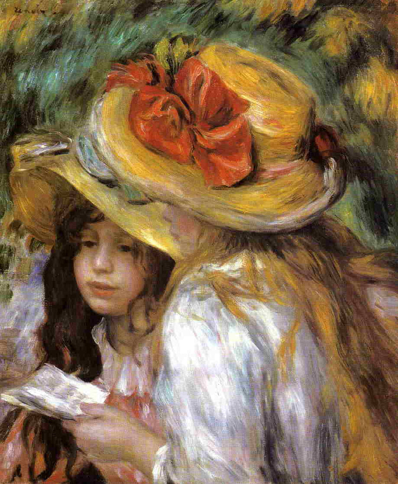Two Young Girls Reading by Pierre-Auguste Renoir — Oil Painting Reproduction