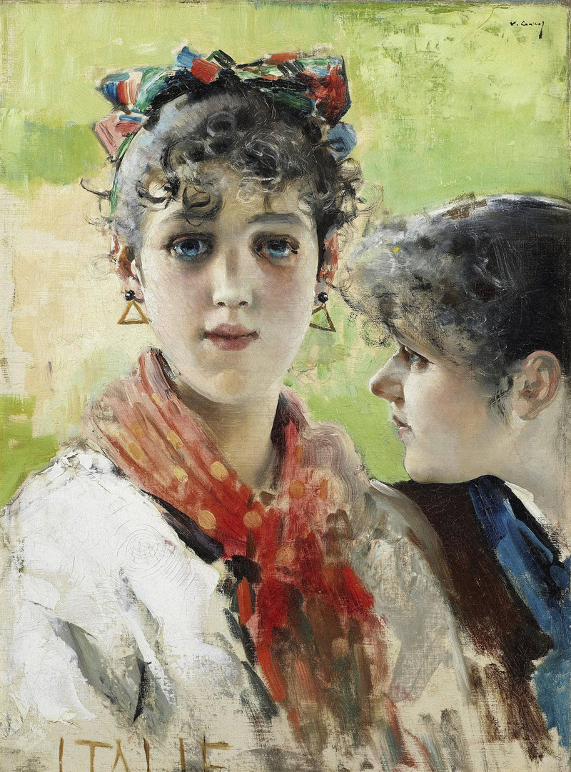 Two young girls by Vittorio Matteo Corcos — Oil Painting Reproduction