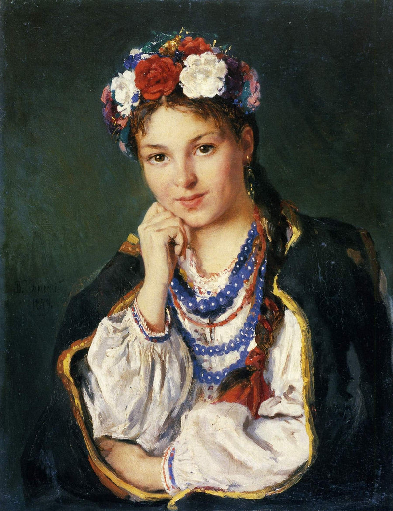 Ukrainian girl by Vladimir Makovsky — Oil Painting Reproduction