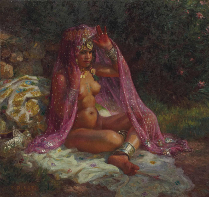 Under The Pink Laurels by Nasreddine Dinet — Oil Painting Reproduction